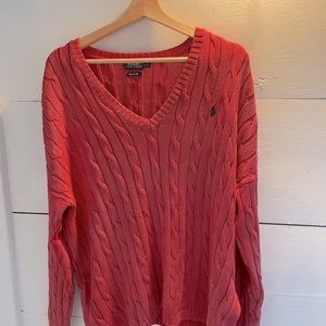 Red Ralph Lauren cotton cable knit sweater